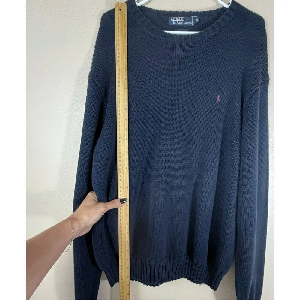 Polo Ralph Lauren Classic Crew Neck Pullover Knitted Men's Sweater Dark Blue XL